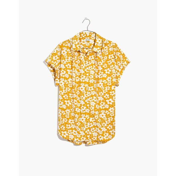 MADEWELL Central Retro Yellow Floral Cotton Poplin Oversized Shirt, Size XS - Picture 5 of 12